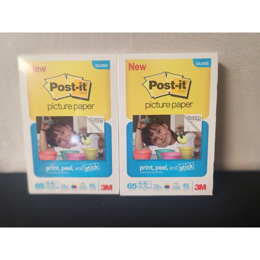 3M Post-it Picture Paper Print Peel And Stick 65 Sheets X 2  Semi Gloss New